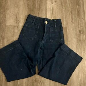 Anthropologie Maeve dark denim cropped wide leg.
